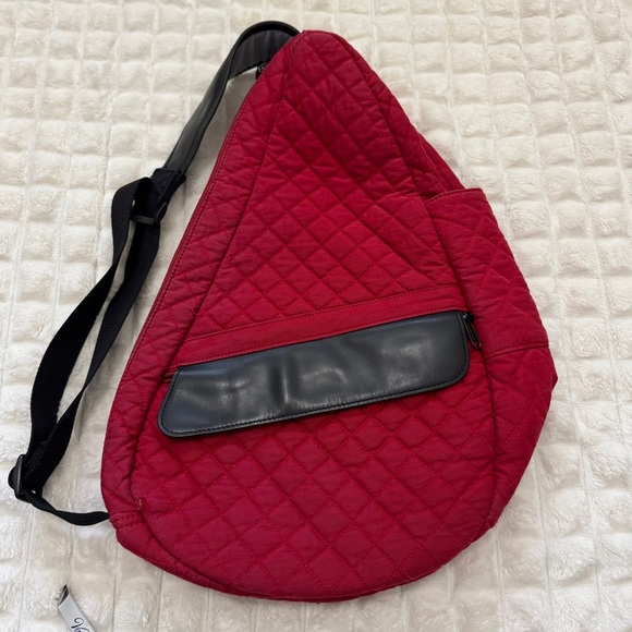 LL Bean Ameribag Healthy Back Bag Sling Backpack ~ Red Quilted Travel Outdoor main image 4